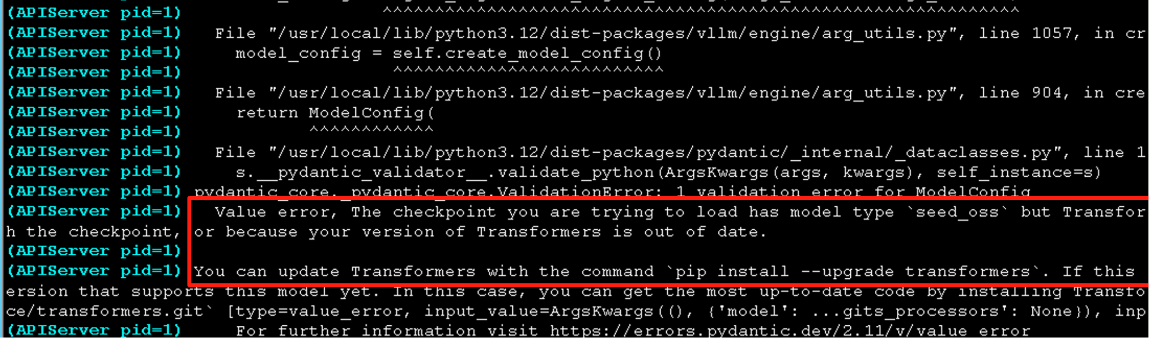 省流:vllm 官方正式版本 0.10.1 及以内版本均部署失败